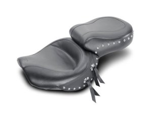 Honda Spirit One-Piece Motorcycle Seat - Mustang Motorcycle - Chrome Studded w/Conchos - Black - `97-`08 Honda Spirit One-Piece Motorcycle Seat - Mustang Motorcycle - Chrome Studded w/Conchos - Black - `97-`08